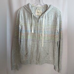 Thread & Supply Women’s Gray Striped Zip-Up Hoodie, size L